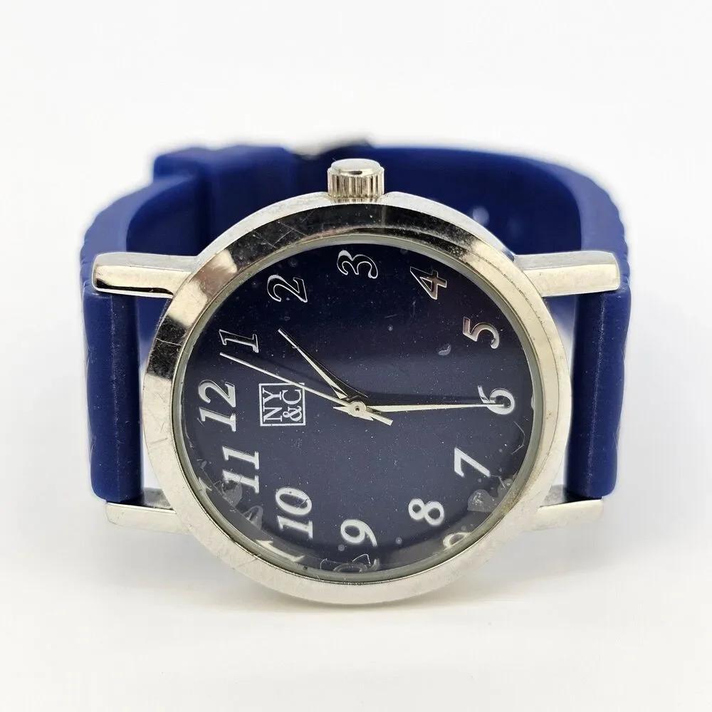 NY &‎ C Women's Watch 35MM Blue Dial Blue Plastic Bands New Battery
